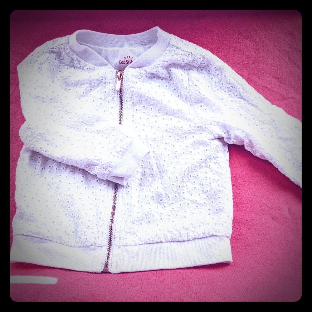 Baby girls white eyelet zip up cardigan